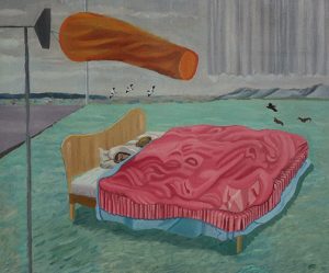 Bryan Charnley - 'Airfield Bed'  Oil on Canvas circa 14 x 16 ins circa 1987