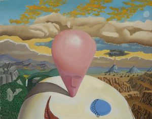 Bryan Charnley - 'Clown in a Landscape' Oil on Canvas, 14 x 20 ins. 1983