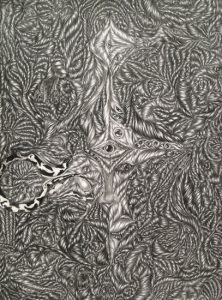 David Abisror :'Untitled', 25 x 34 ins, pencil on card - Outsider Art