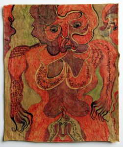 Noviadi Angkasapura: 'Untitled' 2015  ink & crayon on found paper 7 x 8 ins