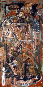 Benjamin Brown :'Sacramento Augustine' 2016, Reclaimed wood, Found paint, mixed media - 96.5 x 84 Inches