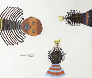 Benjamin Jones : 'Three' 2001, unframed graphite, oil pastel and colored pencil on paper, 22 x 26 ins