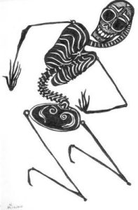 Nick Blinko - 'Skeleton Series', 6 x 4 ins, ink on paper