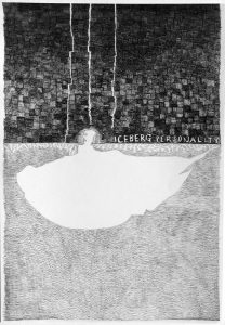 Nick Blinko - Original drawing from the recently published book 'Visions of Pope Adrian 37th'  ink  8.25 x 5.75 ins