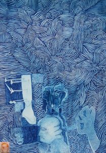 Nick Blinko - 'Ghostguards'  2014  ink on paper  8.25 x 5.75 ins