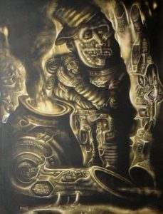 Chris Mars :'Boiler' - scratchboard, 18 x 13 ins - Visionary Art