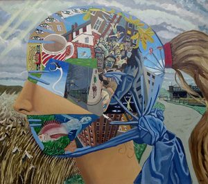 Bryan Charnley - 'Fish Schizophrene ' Oil on Canvas, 32 x 36 ins. circa 1986