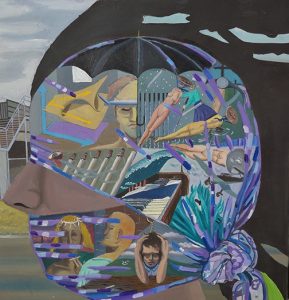 Bryan Charnley - 'Nail Schizophrene'  Oil on canvas 26 x 26 ins.