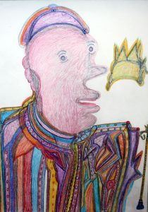 Manuel Bonifacio 'The Pope' c.2013 crayon on paper 20 X 30 ins