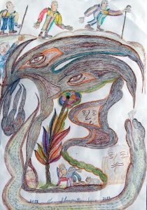 Manuel Bonifacio 'Anaconda, Anaconda, Anaconda.'c.2013 crayon on paper 20 X 30 ins