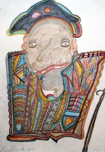 Manuel Bonifacio 'The Old Pope' c.2013 crayon on paper 20 X 30 ins