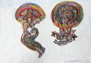 Manuel Bonifacio  'Parachutes' 2012, crayon & pencil on paper,  60 x 85 cm