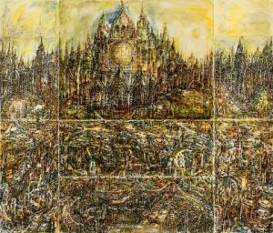 Herman Bossert: 'Cathedral' - 2007 Ink & watercolour on paper  114.5 x 47.5 cm