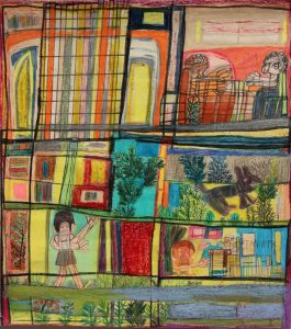 Kenneth Brown :'Untitled'  wax crayon, ink & pencil - Outsider Art