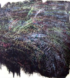 David Byrne :'Untitled' 2012  mixed media on paper  32 x 32 ins - Outsider Art