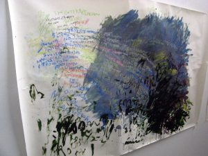 David Byrne :'Untitled' 2011  mixed media on paper  32 x 42 ins - Outsider Art