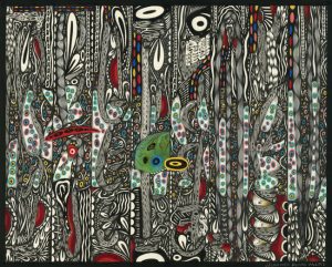 JJ Cromer - 'Grabbed It And Kept on Walking' 2012, 8 in. x 8.1 in. - mixed media on paper - ID#CR07