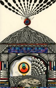 JJ Cromer - 'House (Dinner Served!)' 2012, 12 in. x 7.5 in. - mixed media on two sheets of paper - ID#CR08