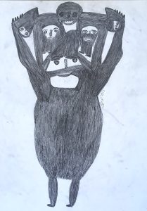 Davood Koochaki: 'Untitled' c.2010. Charcoal 75 x 50 cm