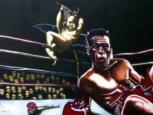 Gary Dobry:'All Fall Down'  ('Ring Around the Rosie'), 40 X 30 ins, acrylic on canvas, 2013