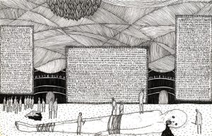 Alan Doyle 'tiebody' 8 x 5, ink on paper. - Outsider Art