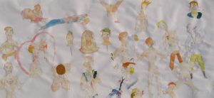 Nicola Frimpong :'Untitled', c.2009 watercolour 13 x 28 ins - Outsider Art