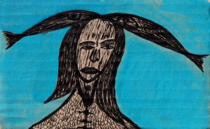 Kianoosh Ghadi: 'Untitled' c.2012  ink on card  3.5 x 5.5 ins - Outsider Art