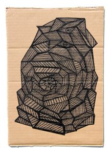 Kianoosh Ghadi: 'Untitled' c.2013 ink on card  12.5 x 8.25 ins - Outsider Art