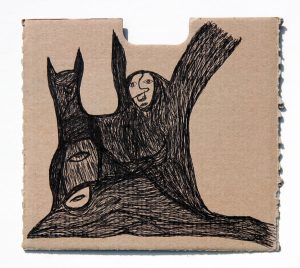 Kianoosh Ghadi: 'Untitled' 2013  ink on card  7 x 7.75 ins - Outsider Art