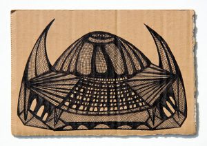 Kianoosh Ghadi: 'Untitled' c.2013  ink on card  5 x 7 ins - Outsider Art