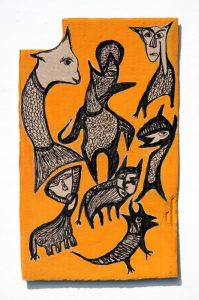 Kianoosh Ghadi: 'Untitled' c.2012  ink on card  6.5 x 4 ins - Outsider Art