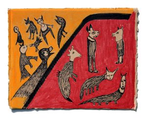 Kianoosh Ghadi: 'Untitled' c.2013  ink on card  9.5 x 12 ins - Outsider Art