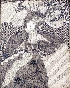 Madge Gill -  'Untitled' c.1945  ink on card  24 x 20 ins - outsider art