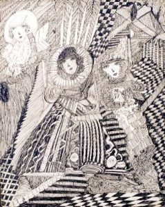 Madge Gill -  'Untitled' c.1945  ink on card  24 x 20 ins - outsider art