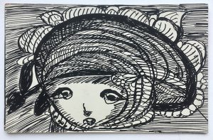 Madge Gill - 'Untitled' c.1945  ink on postcard - outsider art