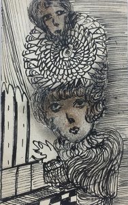 Madge Gill - 'Untitled' c.1945  ink on postcard - outsider art