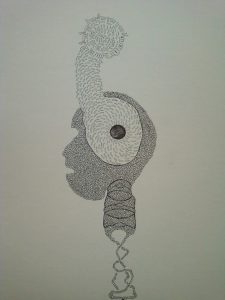 Adam Grippo :'Untitled' 2014, ink, 30 x 20 in