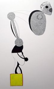 Adam Grippo :'Untitled' 2013, ink, gouche &  oil, 30 x 20 in