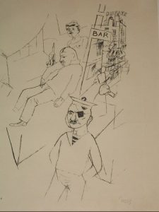 George Grosz - 'Marseilles' 1917  offset litho  14 x 10 ins  signed. Published by Malik Verlag, Berlin, 1922