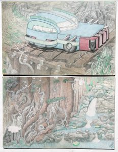 William A. Hall :'Untitled'  ink, each panel 11 x 14 ins