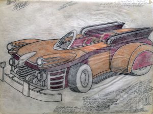 William A. Hall : 'Untitled' c.2010 pencil & crayon on tracing paper 8.75 X 12 ins