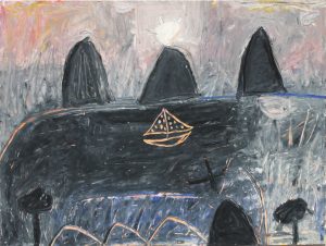 Stuart Hodkinson 'Untitled' c.1979  oil pastel on board  12 x 16 ins