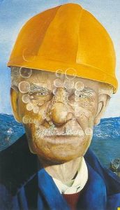 Ian Scott - 'Charlie Hardhat' - 1985, oils, 60 x 48 ins