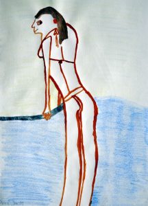 David Jacot 'Untitled' c.2012  crayon & ink on paper  19 x 14 ins