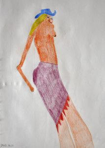 David Jacot 'Untitled' c.2012  crayon & ink on paper  19 x 14 ins