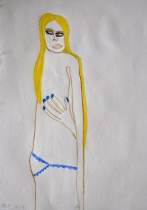 David Jacot 'Untitled' c.2012  crayon & ink on paper  19 x 14 ins