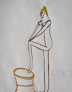 David Jacot 'Untitled' c.2012  crayon & ink on paper  19 x 14 ins