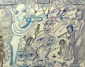 George Jagiello :'Orleans' c.2012 ink on paper 12 x 18 ins