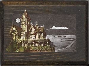 Morgan Lappin : 'Antonio's House Unframed' 7 x 5 ins(collage on wood)
