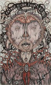 Joel Lorand - 'Father' 2008 pencil & crayon  50 x 30 cm. Reproduced Raw Vision article by Larent Danchin, Jan 2011